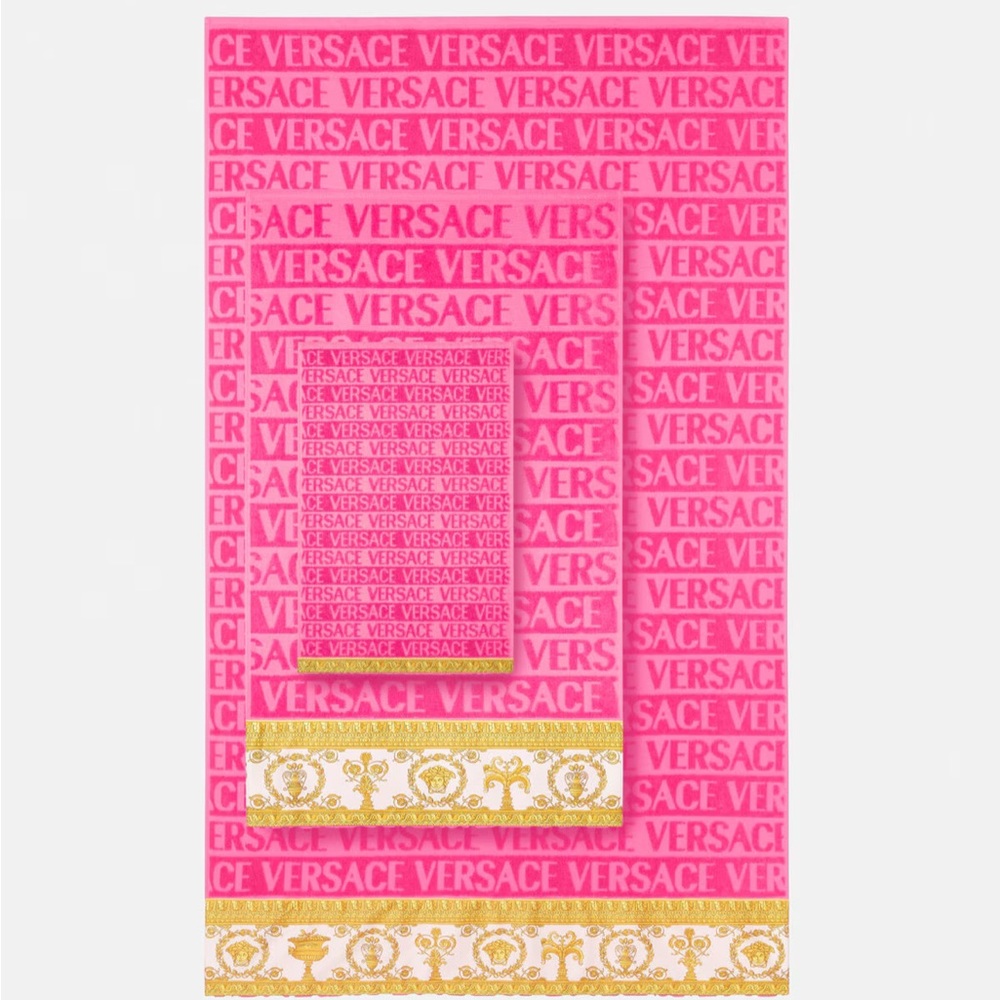 VERSACE- I ♡ BAROQUE TOWEL 5-SET, BEAUTIFUL PINK. *NWT*